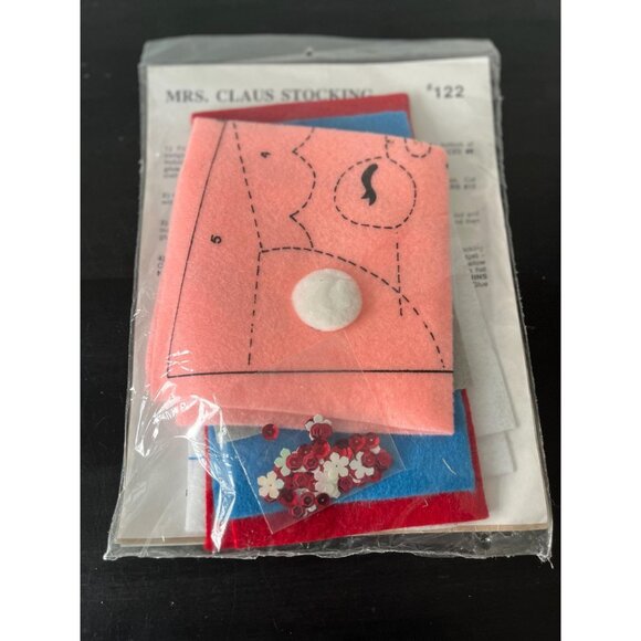 Vintage Felt Christmas Stocking Kit // Mrs. Claus // No Sew // Unopened Package - Picture 3 of 3